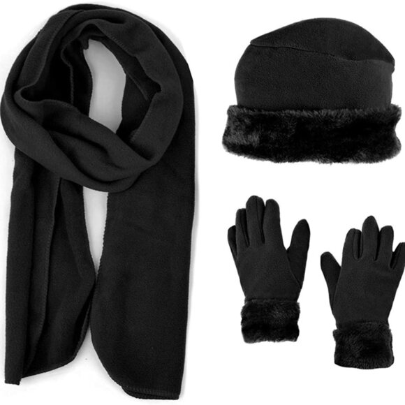 Women's Winter Hat and Glove SetHats Gloves Scarves Black